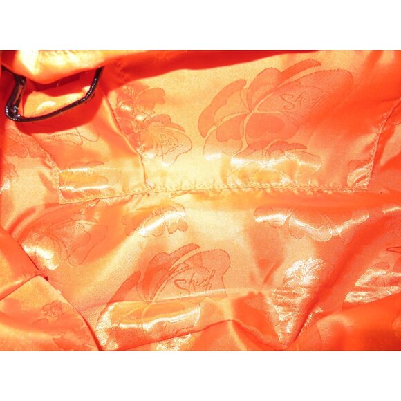 Sharif 1827 Black Metallic Floral Python Embossed Italian Leather Charm Satchel - Picture 14 of 16